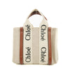 Chloe Woody Small Canvas &amp; Leather 2 Way Handbag Beige x Brown  #2695