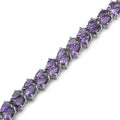 Pear Purple Amethyst Prong Silver Double Row Chevron Tennis Bracelet by Fine Color Jewels
