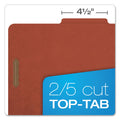 Pendaflex Four-, Six-, and Eight-Section Pressboard Classification Folders, 2 Dividers, Embedded Fasteners, Legal Size, Red, 10/Box