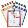 C-Line Reusable Dry Erase Pockets, Easy Load, 9 x 12, Assorted Primary Colors, 25/Pack