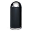 Safco Dome Receptacle with Spring-Loaded Door, Round, Steel, 15 gal, Black
