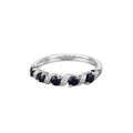 0.64 Ct Round Blue Sapphire and White Topaz Prong Silver Five Stone Ring by Fine Color Jewels