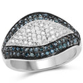 0.50 Carat Genuine Blue Diamond and White Diamond .925 Sterling Silver Ring by Bids.com