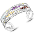 4.82 Carat Genuine Multi Stones .925 Sterling Silver Cuff Bangle by Bids.com