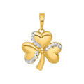 Three Leaf Clover Charm 14K Yellow Gold Pendant by Fine Color Jewels