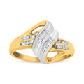 10K Yellow and White Gold 1/10 Cttw Baguette and Round-Cut Diamond Bypass Ring (I2 Color, H-I Clarity) - Size 7 by Bids.com