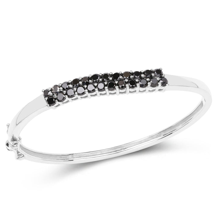 3.53 Carat Genuine Black Diamond .925 Sterling Silver Bangle by Bids.com