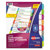 Avery Customizable TOC Ready Index Multicolor Tab Dividers, 8-Tab, 1 to 8, 11 x 8.5, White, Contemporary Color Tabs, 1 Set