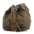 Chanel Matlasse Brown Bucket Bag Canvas / Lambskin Shoulder Bag by Bolt Boutique