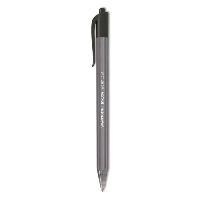 Paper Mate InkJoy 100 RT Ballpoint Pen, Retractable, Medium 1 mm, Black Ink, Black Barrel, 20/Pack