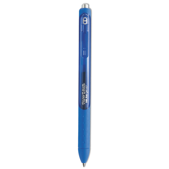 Paper Mate InkJoy Gel Pen, Retractable, Medium 0.7 mm, Blue Ink, Blue Barrel, Dozen