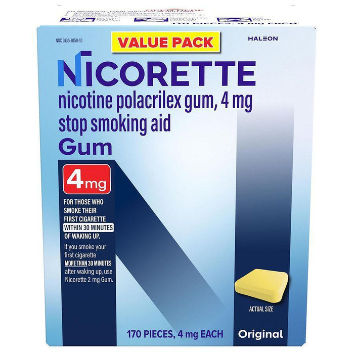 Nicorette 4mg Stop Smoking Aid Gum - Original - 170ct by Pasteur Pharmacy