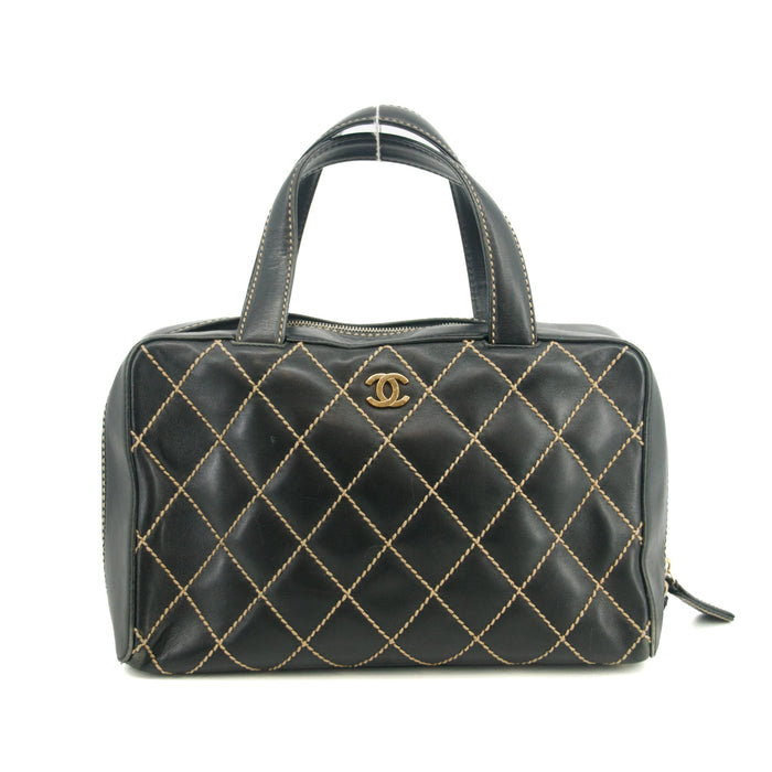 Chanel Wild Stitch CC Coco Mark Black Quilted Hand Bag #2704 by Bolt Boutique