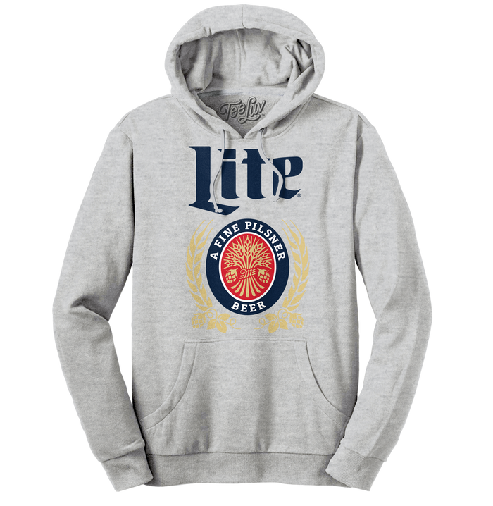Miller Lite Logo Hooded Sweatshirt - Gray by Tee Luv
