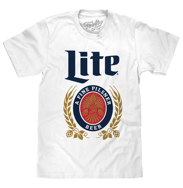 Miller Lite Logo T-Shirt - White by Tee Luv