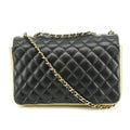 Chanel Double Flap Bag Quilted Lamb Skin Black &amp; Gold Large 28 Series-#2708 by Bolt Boutique