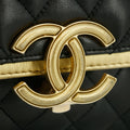Chanel Double Flap Bag Quilted Lamb Skin Black &amp; Gold Large 28 Series-#2708 by Bolt Boutique