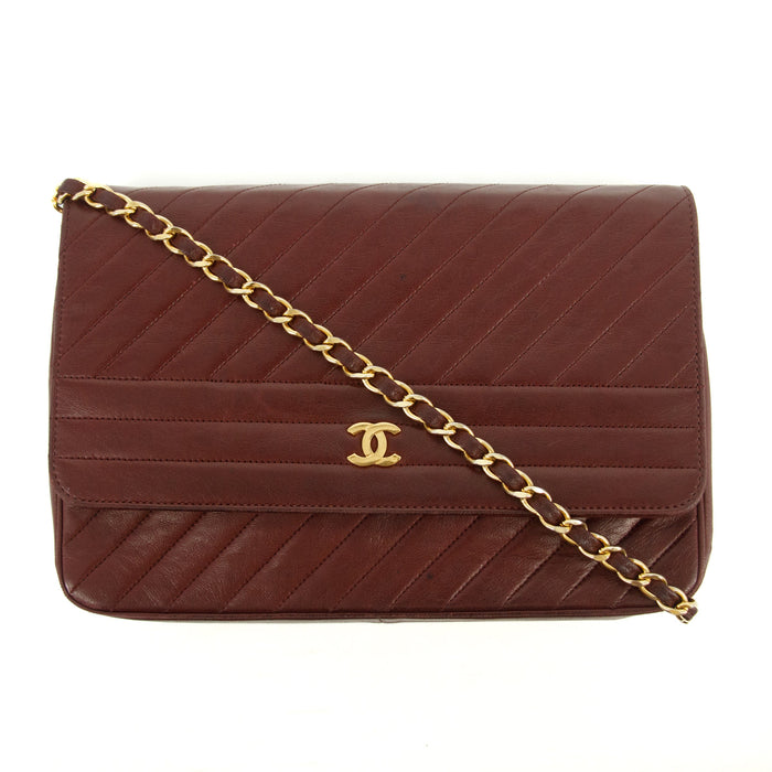 Chanel CC Lambskin Single Flap Burgundy Shoulder Bag #2709 by Bolt Boutique