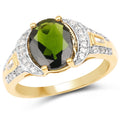 18K Yellow Gold Plated 2.79 Carat Genuine Chrome Diopside & White Topaz .925 Sterling Silver Ring by Bids.com