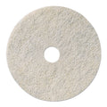 Boardwalk Natural Burnishing Floor Pads, 17" Diameter, White, 5/Carton