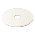 3M Low-Speed Super Polishing Floor Pads 4100, 13" Diameter, White, 5/Carton