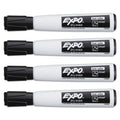 EXPO Magnetic Dry Erase Marker, Broad Chisel Tip, Black, 4/Pack