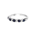 0.64 Ct Round Blue Sapphire and White Topaz Prong Silver Five Stone Ring by Fine Color Jewels