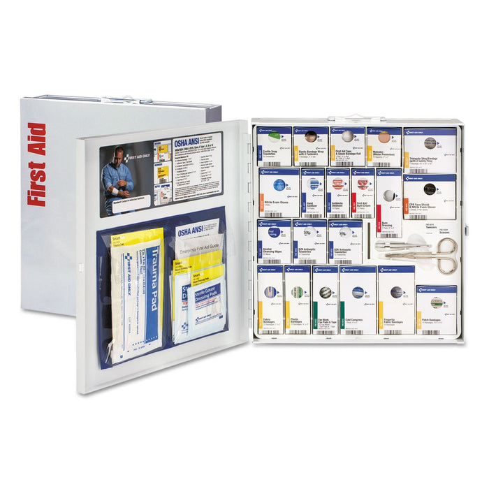 First Aid Only ANSI 2015 SmartCompliance General Business First Aid Station for 50 People, No Medication, 202 Pieces, Metal Case