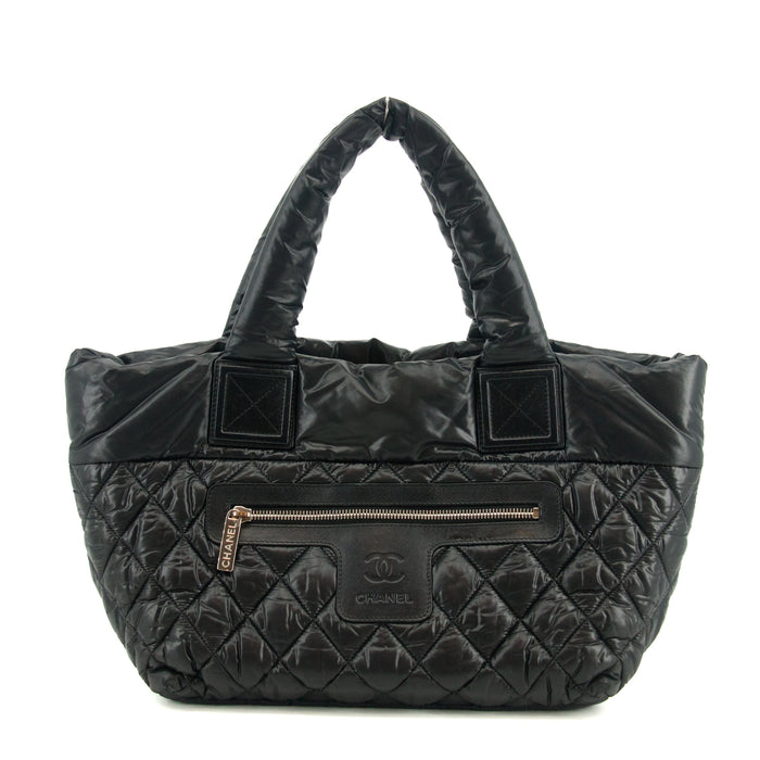 Chanel Coco Cocoon PM Nylon Hand bag Black Silver Metal Fittings #2720 by Bolt Boutique