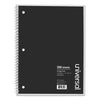 Universal Wirebound Notebook, 5 Subject, Medium/College Rule, Black Cover, 11 x 8.5, 200 Sheets