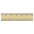 Universal Flat Wood Ruler w/Double Metal Edge, Standard, 12" Long, Clear Lacquer Finish