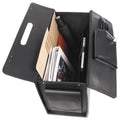 STEBCO Rolling Catalog Case, Fits Devices Up to 18.4", Leather/Riveted Steel/Tufide, 21.75 x 9.75 x 15.5, Black