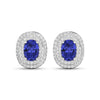 Genuine Diamond Tanzanite Halo Studs