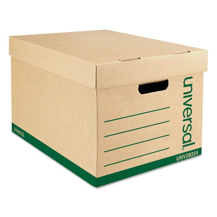 Universal Recycled Heavy-Duty Record Storage Box, Letter/Legal Files, Kraft/Green, 12/Carton