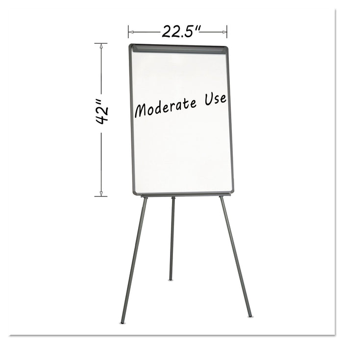 MasterVision Basic Tripod Melamine Presentation Easel, 22.5 x 42, White/Black