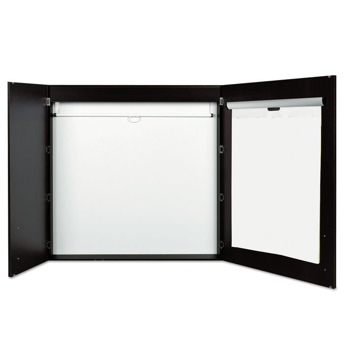 MasterVision Conference Cabinet, Porcelain Magnetic, Dry Erase, 48 x 48, Ebony