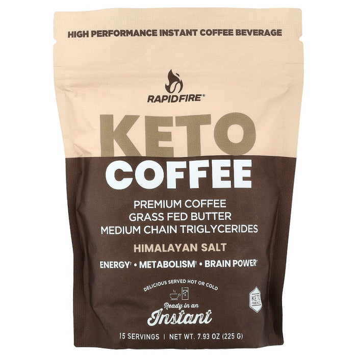 RapidFire Ketogenic High Performance Instant Coffee Mix, Supports Energy And Metabolism, 15 Servings, Brown, 7.93 Ounce by Pasteur Pharmacy