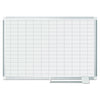 MasterVision Grid Planning Board, 1 x 2 Grid, 36 x 24, White/Silver
