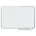 MasterVision Grid Planning Board, 1 x 2 Grid, 36 x 24, White/Silver