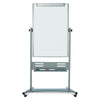 MasterVision Magnetic Reversible Mobile Easel, Vertical Orientation, 35.4" x 47.2", Board, 80" Tall Easel, White/Silver