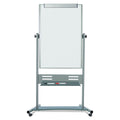 MasterVision Magnetic Reversible Mobile Easel, Vertical Orientation, 35.4" x 47.2", Board, 80" Tall Easel, White/Silver
