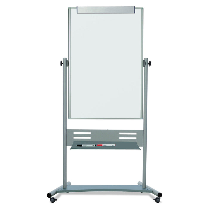 MasterVision Magnetic Reversible Mobile Easel, Vertical Orientation, 35.4" x 47.2", Board, 80" Tall Easel, White/Silver
