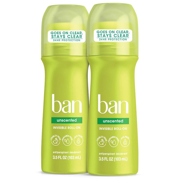 Ban Roll-On Antiperspirant Deodorant, Unscented, 3.5 oz (Twin Pack) by Pasteur Pharmacy