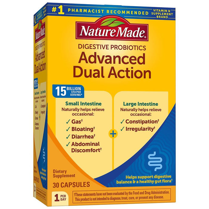 Nature Made Digestive Probiotics Advanced Dual Action Capsules - 15 Billion CFU Per Serving - 30ct by Pasteur Pharmacy
