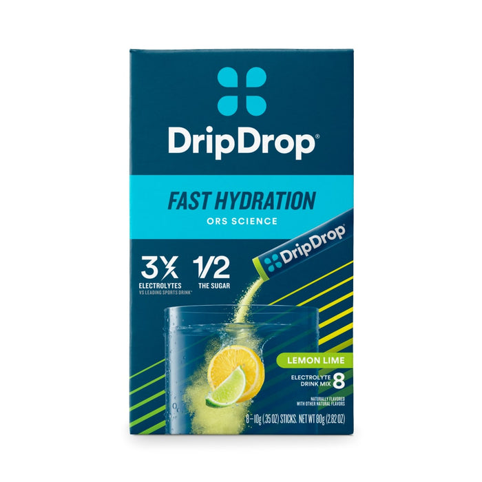 DripDrop Hydration Powder Vegan Lemon Lime 8Ct by Pasteur Pharmacy