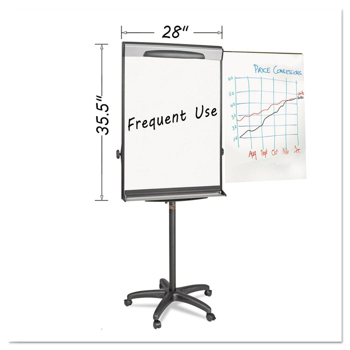 MasterVision Tripod Extension Bar Magnetic Dry-Erase Easel, 69" to 78" High, Black/Silver