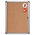 MasterVision Slim-Line Enclosed Cork Bulletin Board, 28 x 38, Aluminum Case
