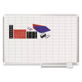 MasterVision Grid Planning Board w/ Accessories, 1 x 2 Grid, 36 x 24, White/Silver