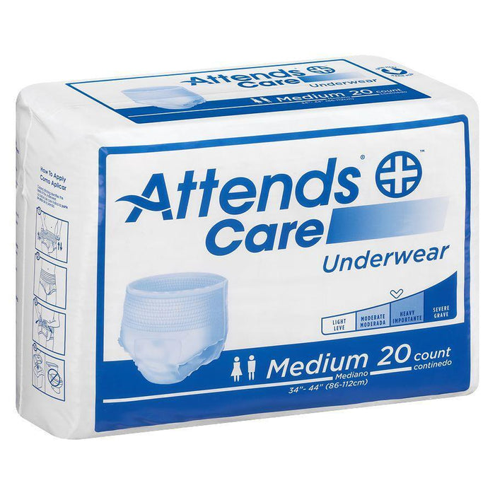 Attends Care Underwear - Medium, Moderate Absorbency (80 Count / 4 Packs of 20) by Pasteur Pharmacy