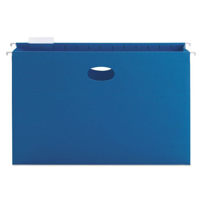Smead Hanging Pockets with Full-Height Gusset, 1 Section, 3" Capacity, Legal Size, 1/5-Cut Tabs, Sky Blue, 25/Box